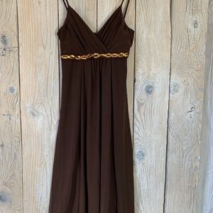 Taboo brown dress with gold sequin accent. Size: S